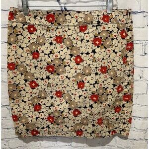 Ann Taylor LOFT Stretchy Floral Print Skirt Warm Colors Womens Size 10